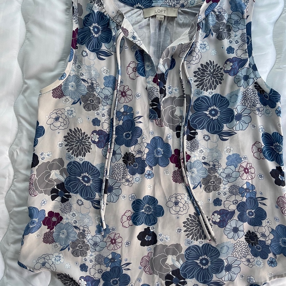 Loft Floral Mixed Media Top